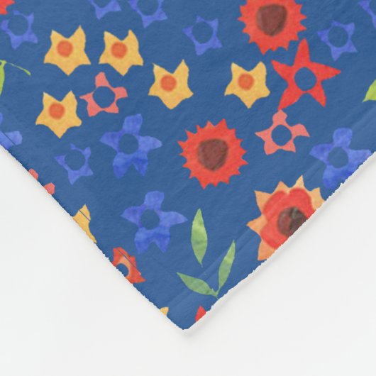 Polaire Miniature florale rétro chic sur couverture en pol (Coin)