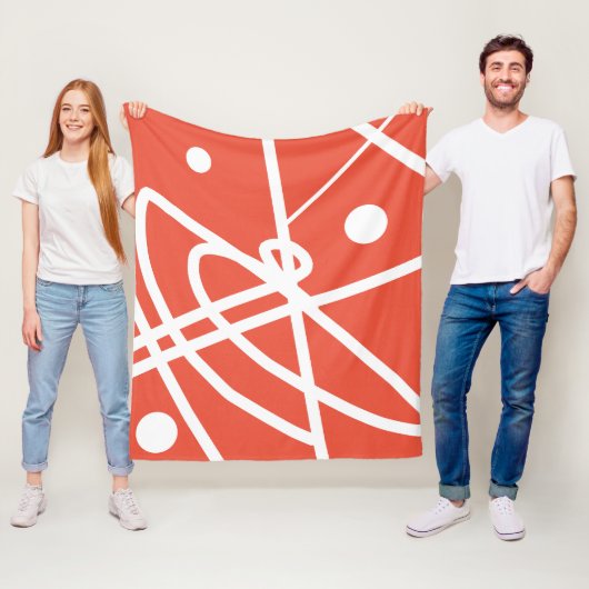 Polaire Minimalisme Abstrait Lignes Blanches Couverture Bl (En situation)