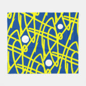 Polaire Minimalisme Abstrait Lignes jaunes Couverture bleu (Devant (Horizontal))