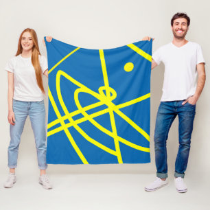 Polaire Minimalisme Abstrait Lignes jaunes Couverture bleu