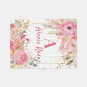Polaire Monogramme floral rose vif Bébé Couverture fille (Devant (Horizontal))