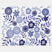 Polaire Motif floral bleu et blanc sur une couverture (Devant (Horizontal))