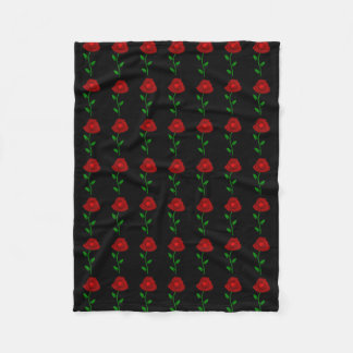 Polaire Noir avec la couverture d'ouatine de roses rouges