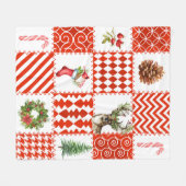 Polaire Patchwork rouge et blanc Couverture de la surface  (Devant (Horizontal))