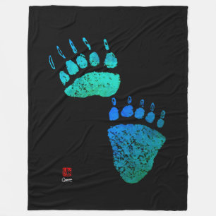 Polaire Pattes d'ours de vert bleu - grande couverture