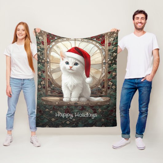 Polaire Petit chaton blanc avec couverture en molleton de (En situation)