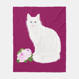 Polaire PetitRose "chat blanc", couverture d'ouatine