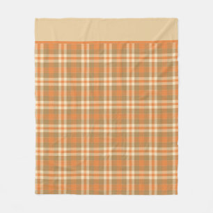 Polaire Plaid orange et beige couverture en molleton