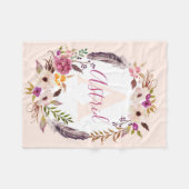 Polaire Plumes Boho aquarelle customisée couverture (Devant (Horizontal))