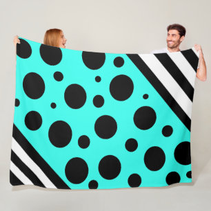 Polaire Pois turquoises et noirs et couverture en rayures