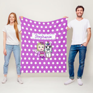Polaire Polka violette Dot Unicorne et couverture de fée
