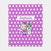 Polaire Polka violette Dot Unicorne et couverture de fée (Devant)