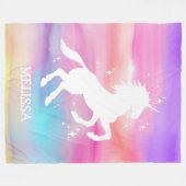 Polaire Rainbow unicorn bébé couverture personnalisée cade (Devant (Horizontal))
