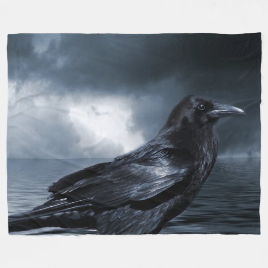 Polaire Raven noir sur la couverture d'ouatine (Devant (Horizontal))