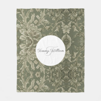 Polaire Sage Green Flora Élégante couverture Sherpa