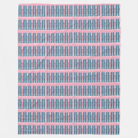 Polaire Skis bleus sur couverture rose (Devant)