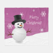 Polaire Snowman rose scène d'hiver Couverture de Noël (Devant (Horizontal))