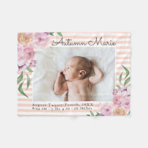 Polaire Statistiques à rayures florales Couverture bébé