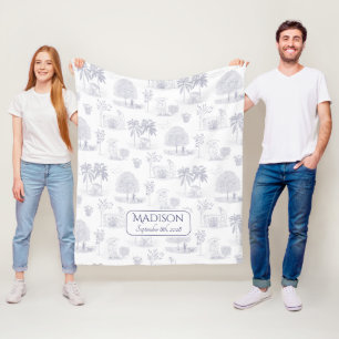 Polaire Toile de Jouy Couverture bébé avec nom Date de nai