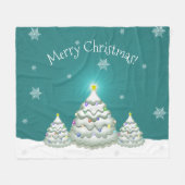 Polaire Turquoise couverture d'arbre de Noël enneigé (Devant (Horizontal))
