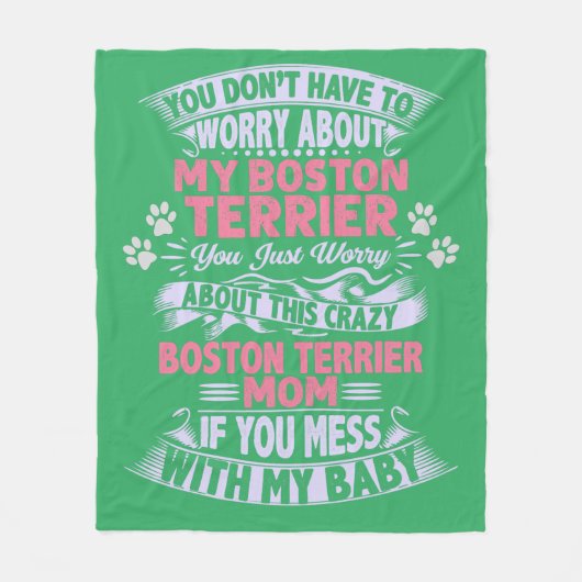 Polaire Une couverture en toison "Boston Terrier". (Devant)