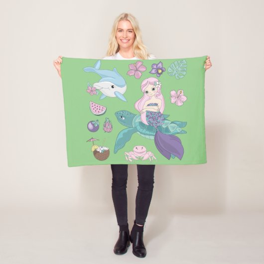Polaire Une couverture "Sous la mer" pour les filles. (En situation)