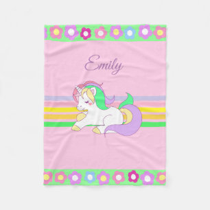 Polaire Unicorne personnalisée et couverture rose arc-en-c