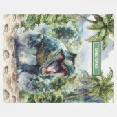 Polaire Unique Couverture Dinosaure Nom personnalisé Perso (Devant (Horizontal))