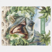 Polaire Unique Couverture furieuse T-Rex Nom personnalisé  (Devant (Horizontal))