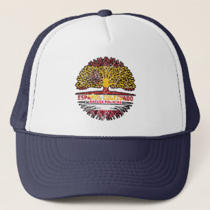 Poland Polish Spain Spanish Tree Roots Flag Trucker Pet