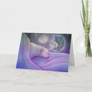 Polar bear and Angel Holiday Card Feestdagen Kaart