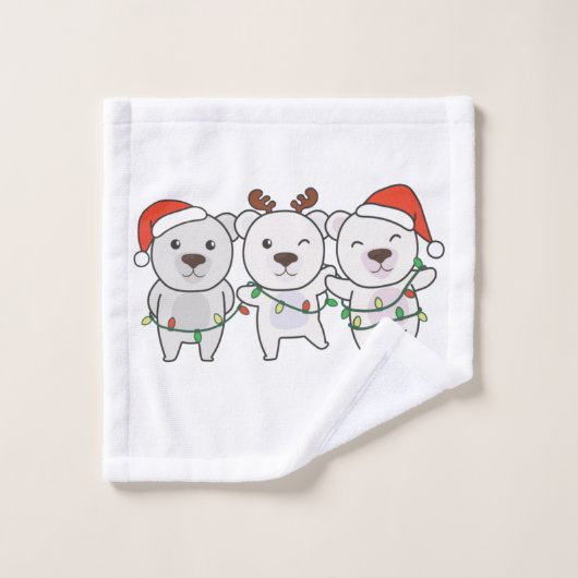 Polar Bear Christmas Animals Cute Polar Bear (Gant de toilette)