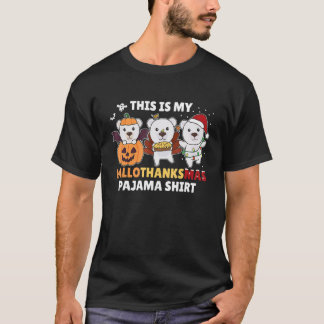 Polar Bear Christmas Halloween Costume Hallothanks T-shirt