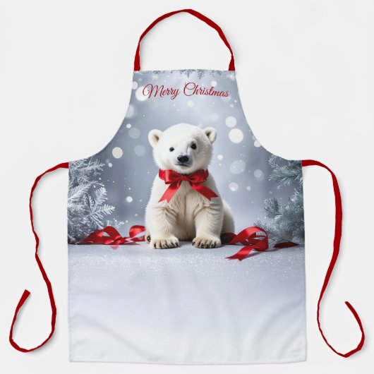Polar Bear Christmas Holiday Apron Schort (Voorkant)