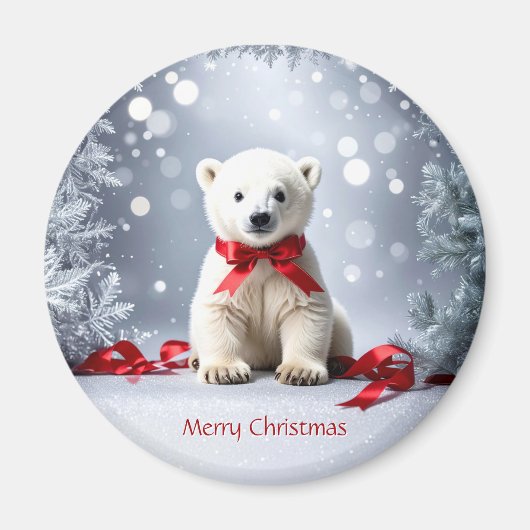 Polar Bear Christmas Holiday Magnet (Devant)