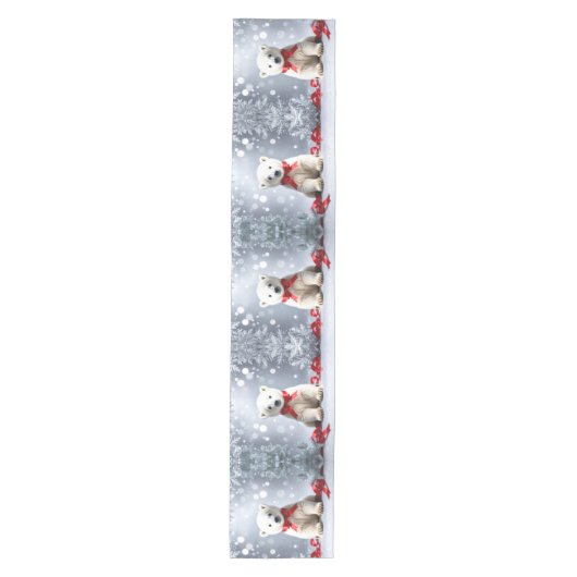 Polar Bear Christmas Holiday Table Runner Medium Tafelloper (Voorkant)