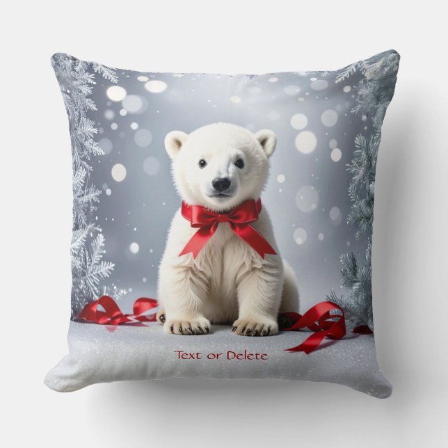 Polar Bear Christmas Holiday Throw Pillow Kussen (Voorkant)