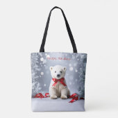 Polar Bear Christmas Holiday Tote Bag (Dos)