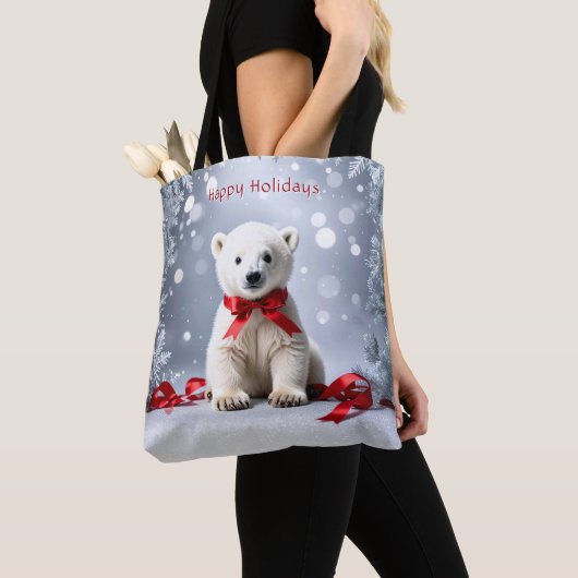 Polar Bear Christmas Holiday Tote Bag (De près)