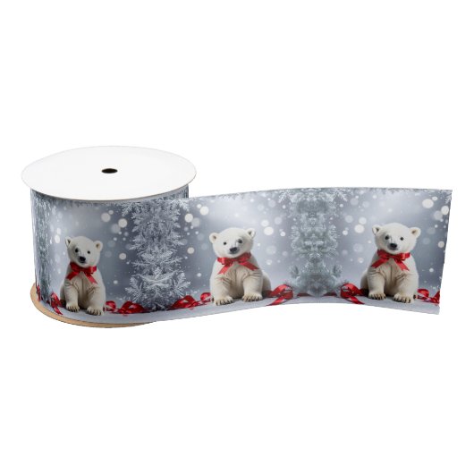 Polar Bear Christmas Satin Ribbon Lint (Spoel)