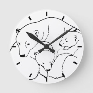 Polar Bear Clock Cool Cubs Bear Art Wall Clock Ronde Klok