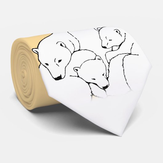 Polar Bear & Cub Cravates Wildlife Art Cravate / N (Roulé)