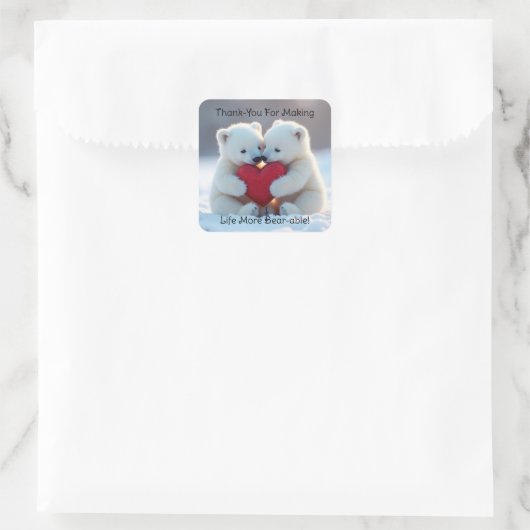 Polar Bear Cubs With Heart Sticker (Sac)
