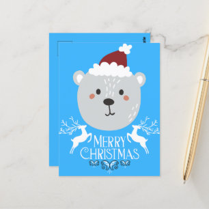 Polar Bear Funny Christmas Holidays Blue Cartes po