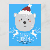 Polar Bear Funny Christmas Holidays Blue Cartes po (Devant)