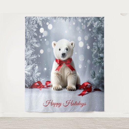 Polar Bear Holiday Backdrop Wandkleed (Voorkant)