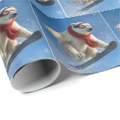 Polar Bear Mid-air on a Snowboard Cadeaupapier (Rol Hoek)
