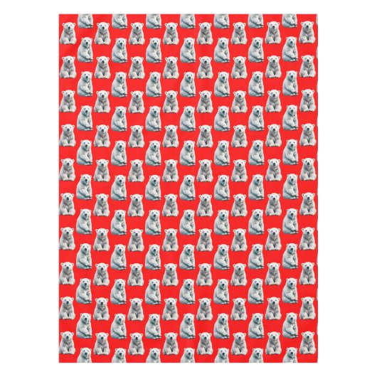 Polar Bear Pattern Design On Red  Tafelkleed (Voorkant)