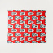Polar Bear Pattern Design On Red  Wandkleed (Voorkant (horizontaal))