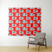 Polar Bear Pattern Design On Red  Wandkleed (In Situ (horizontaal))